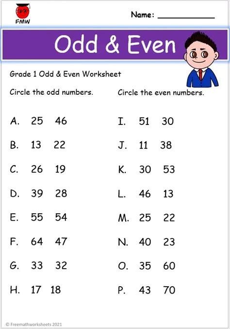Grade 1 Odd Even Worksheets .